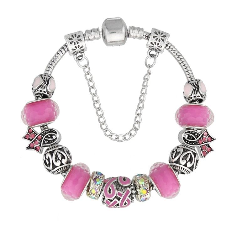 Crystal Charm Bracelet Pink 1 / 21cm