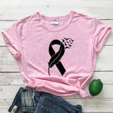 Black ribbon pink t shirt