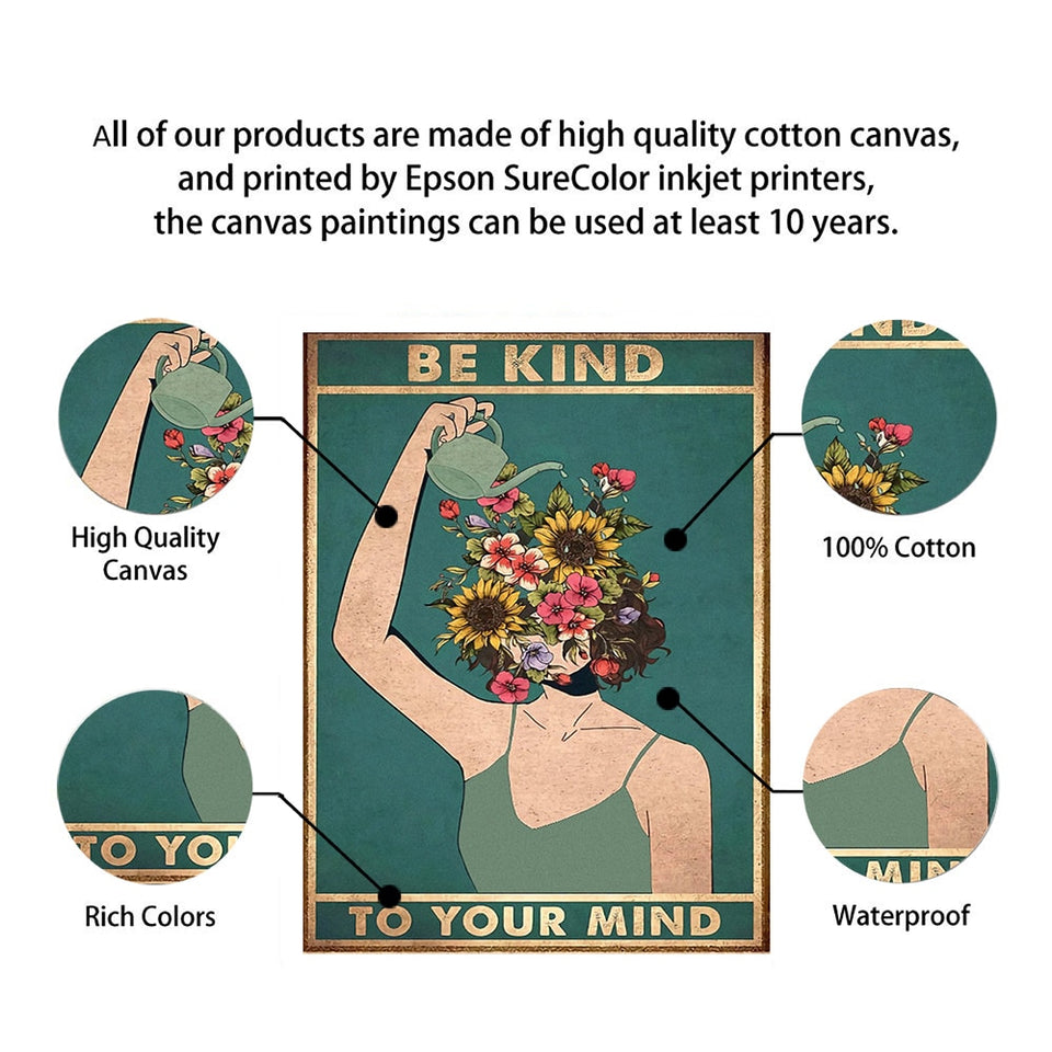 Be Kind To Your Mind Cotton Canvas Wall Art