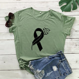 Olive green t shirt black ribbon