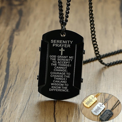 Cross & The Serenity Prayer Dog Tag Necklace - The Serenity Movement