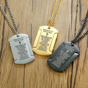 Cross & The Serenity Prayer Dog Tag Necklace - The Serenity Movement