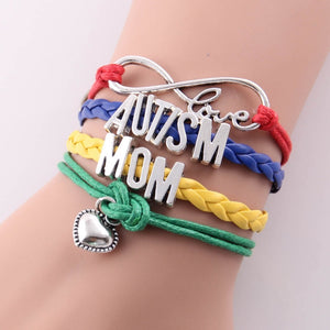 infinity love AUTISM MOM MUM SISTER DAD NANA GRANDMA AUNT Awareness bracelet heart charm leather bracelets & bangles