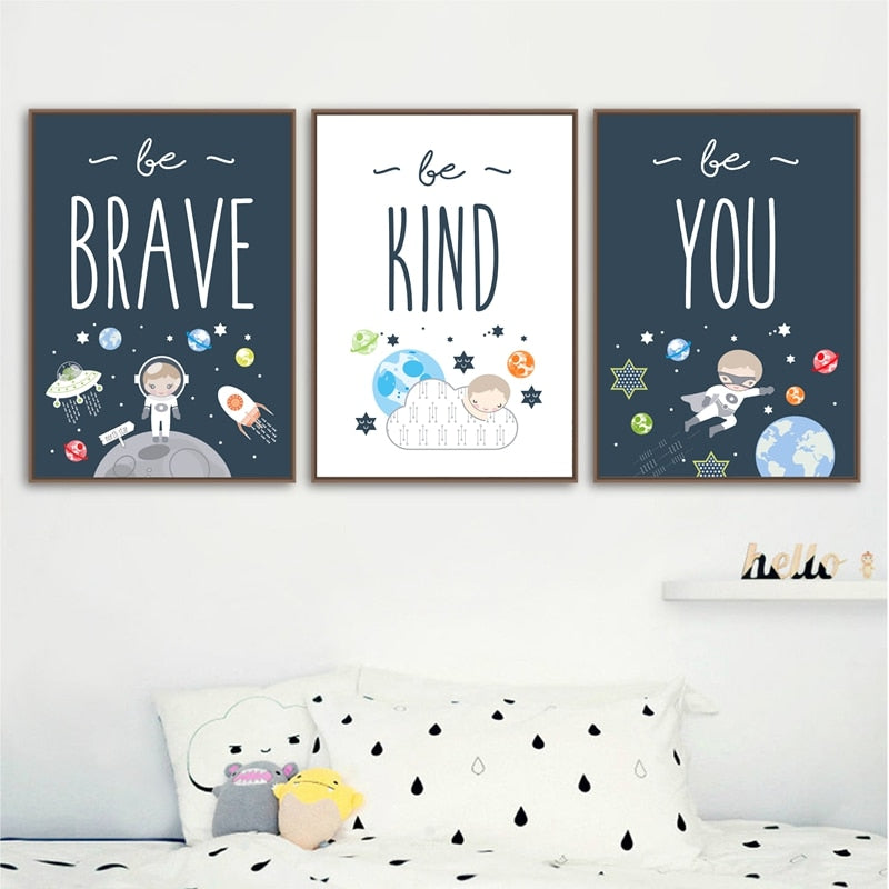 Be Kind, Be Brave, Be You Cotton Canvas Wall Art.